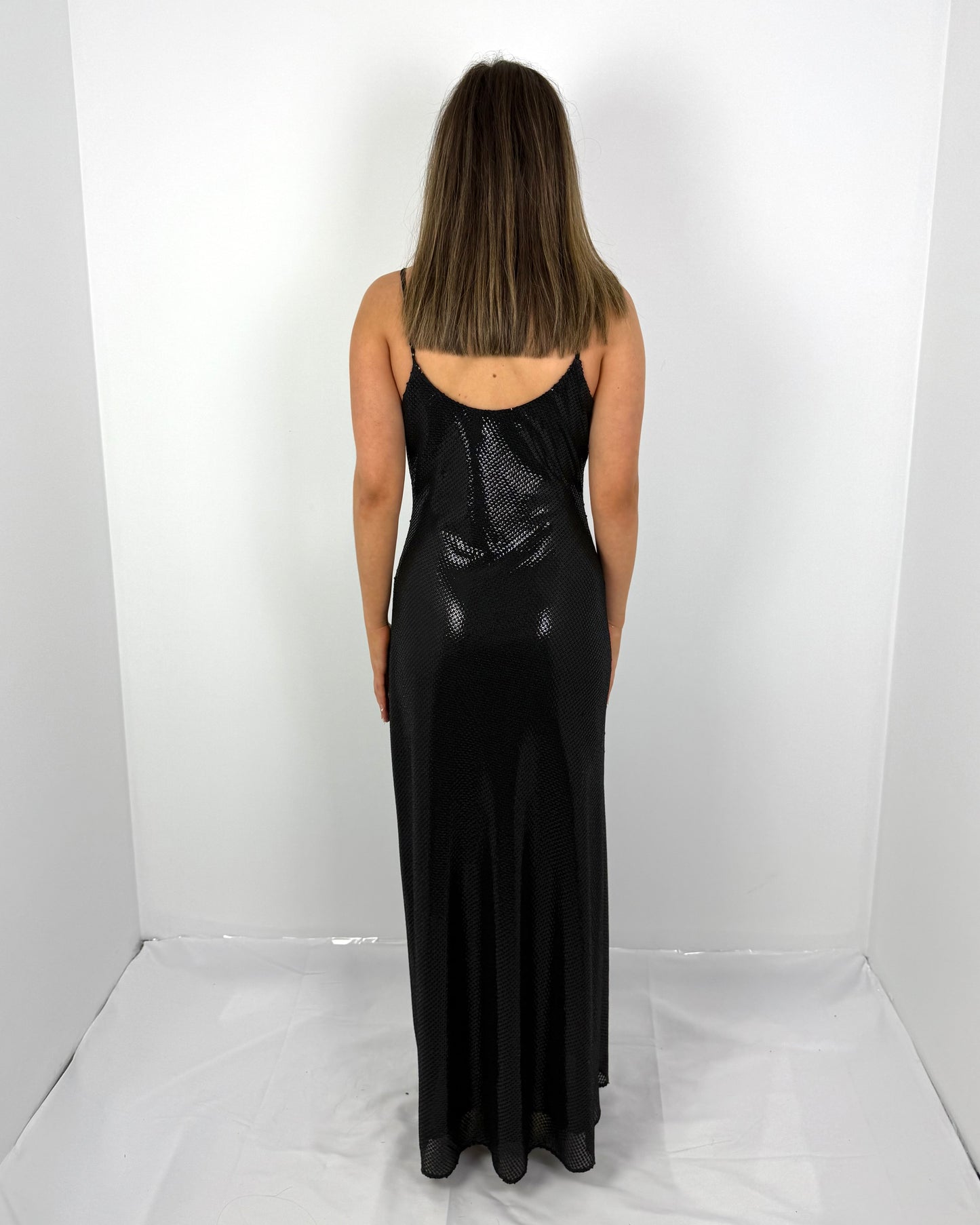 BLACK HIGH VOLTAGE SLIP DRESS