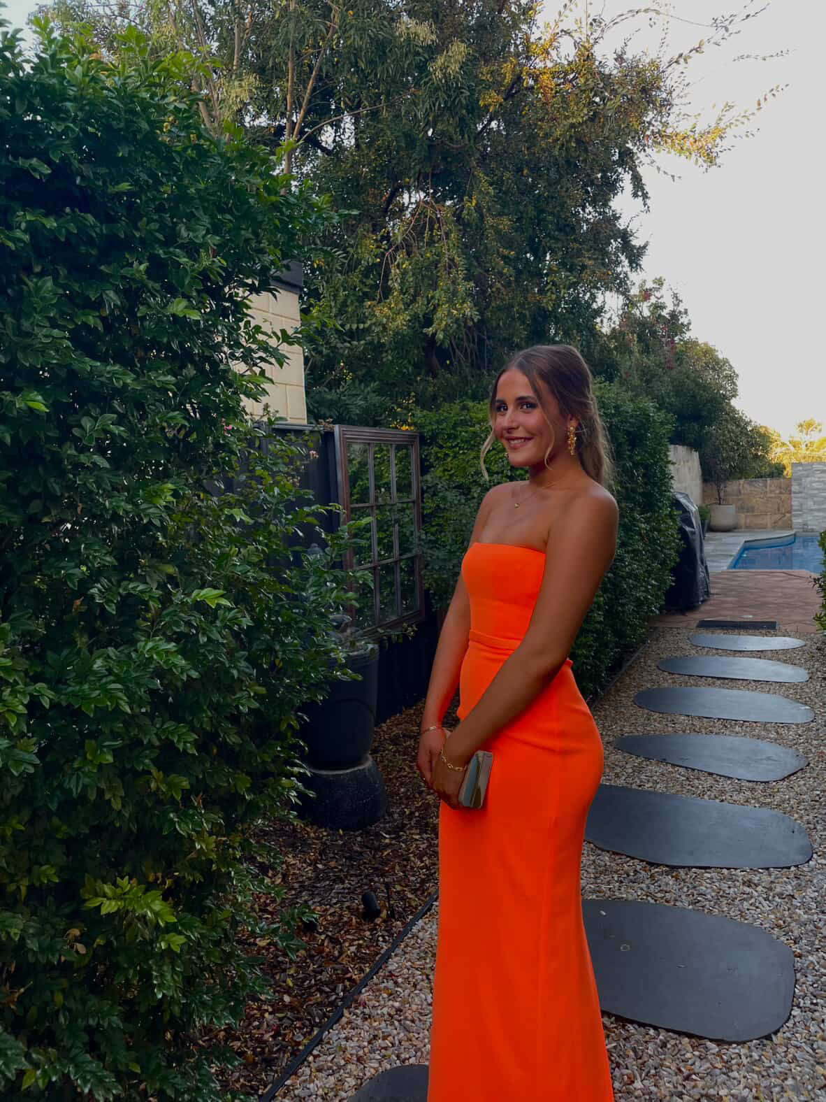 ORANGE CASSIDY STRAPLESS COLUMN GOWN