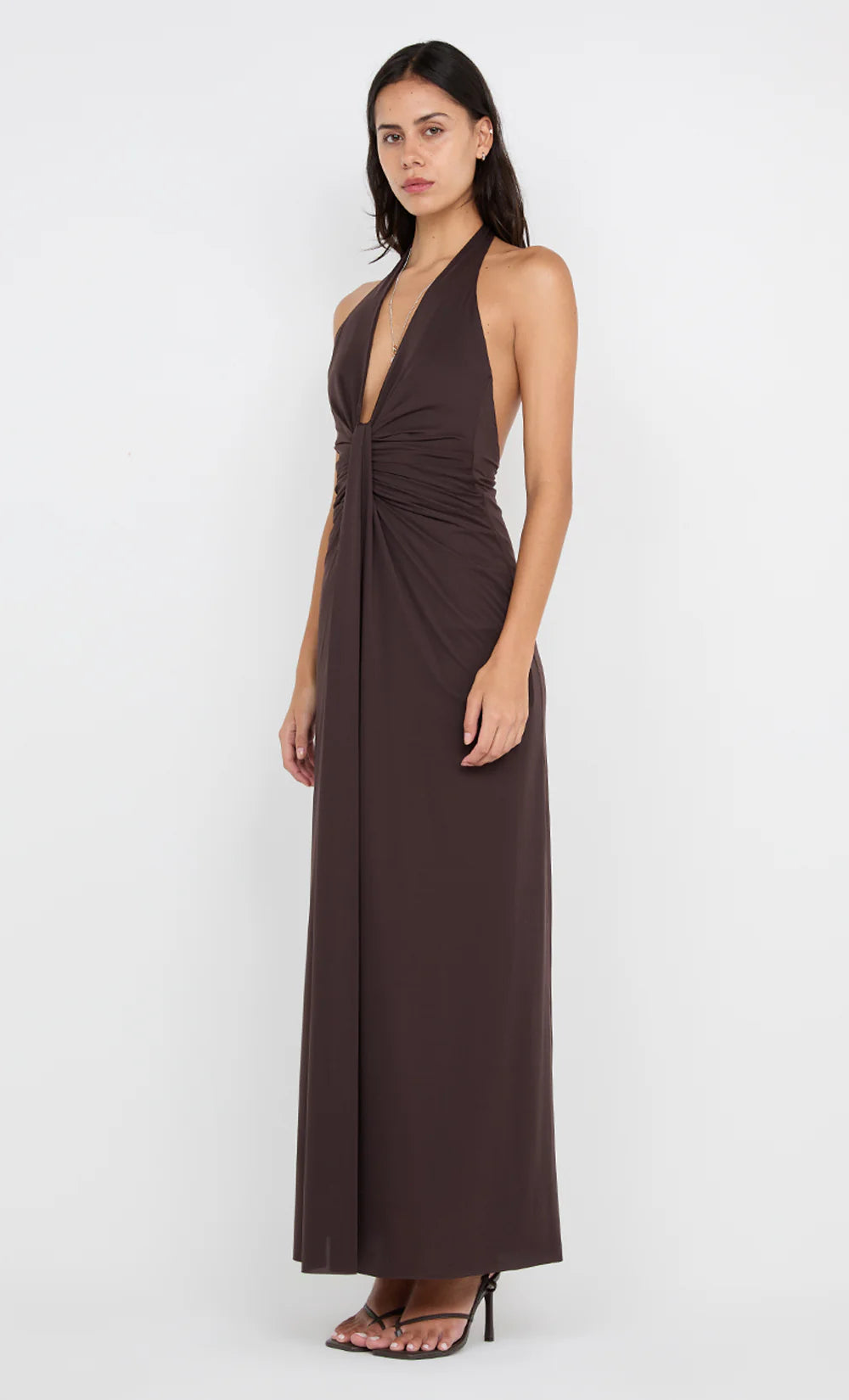 CHOCOLATE TILLIE DRAPE MAXI DRESS
