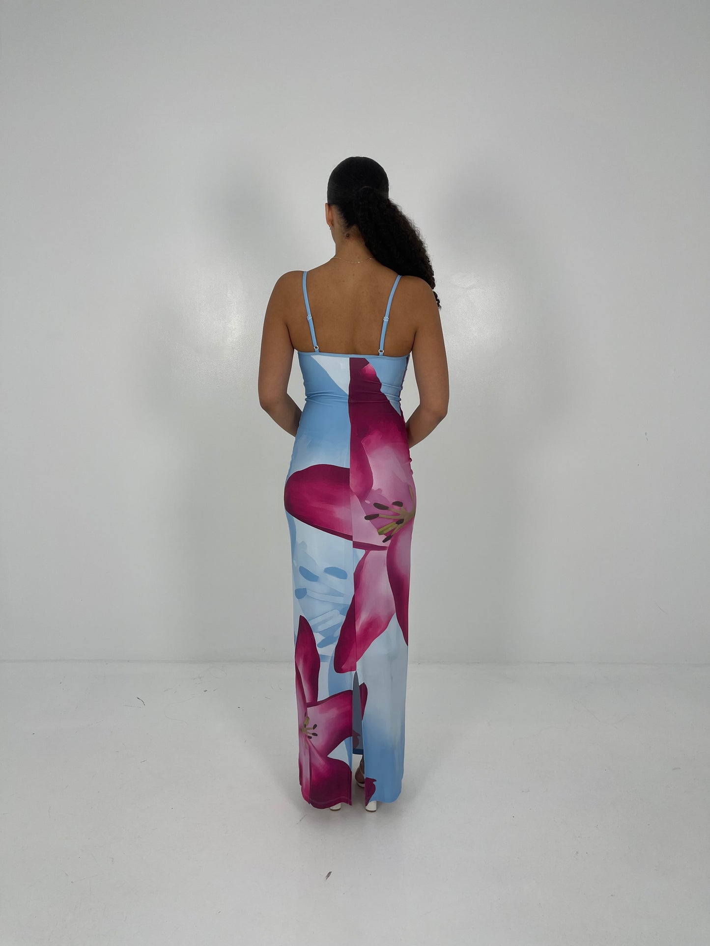 SKY LILY FLORAL SLIP DRESS