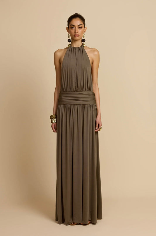 KHAKI SANTINA DRESS
