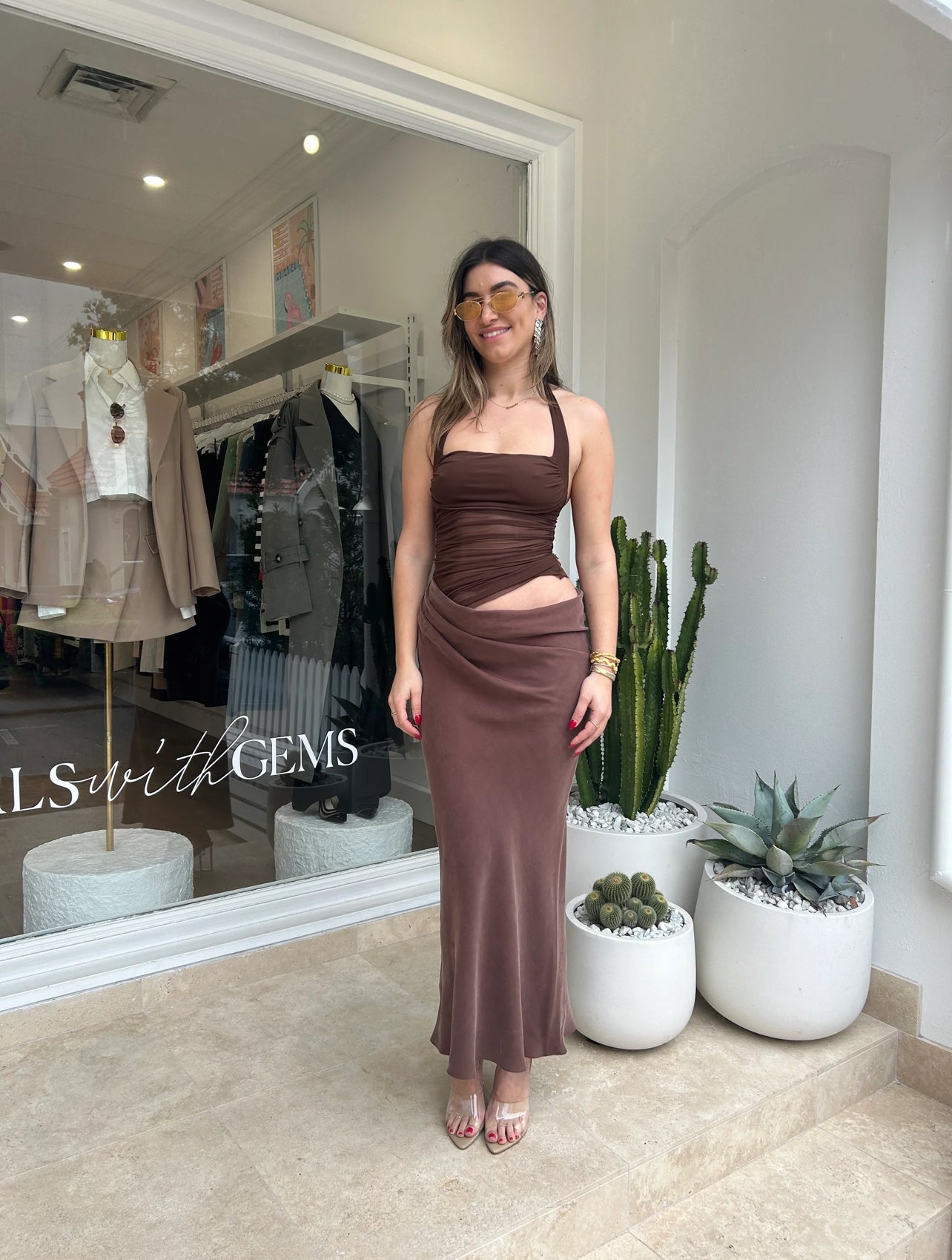 GINA HALTER DRESS CHOCOLATE