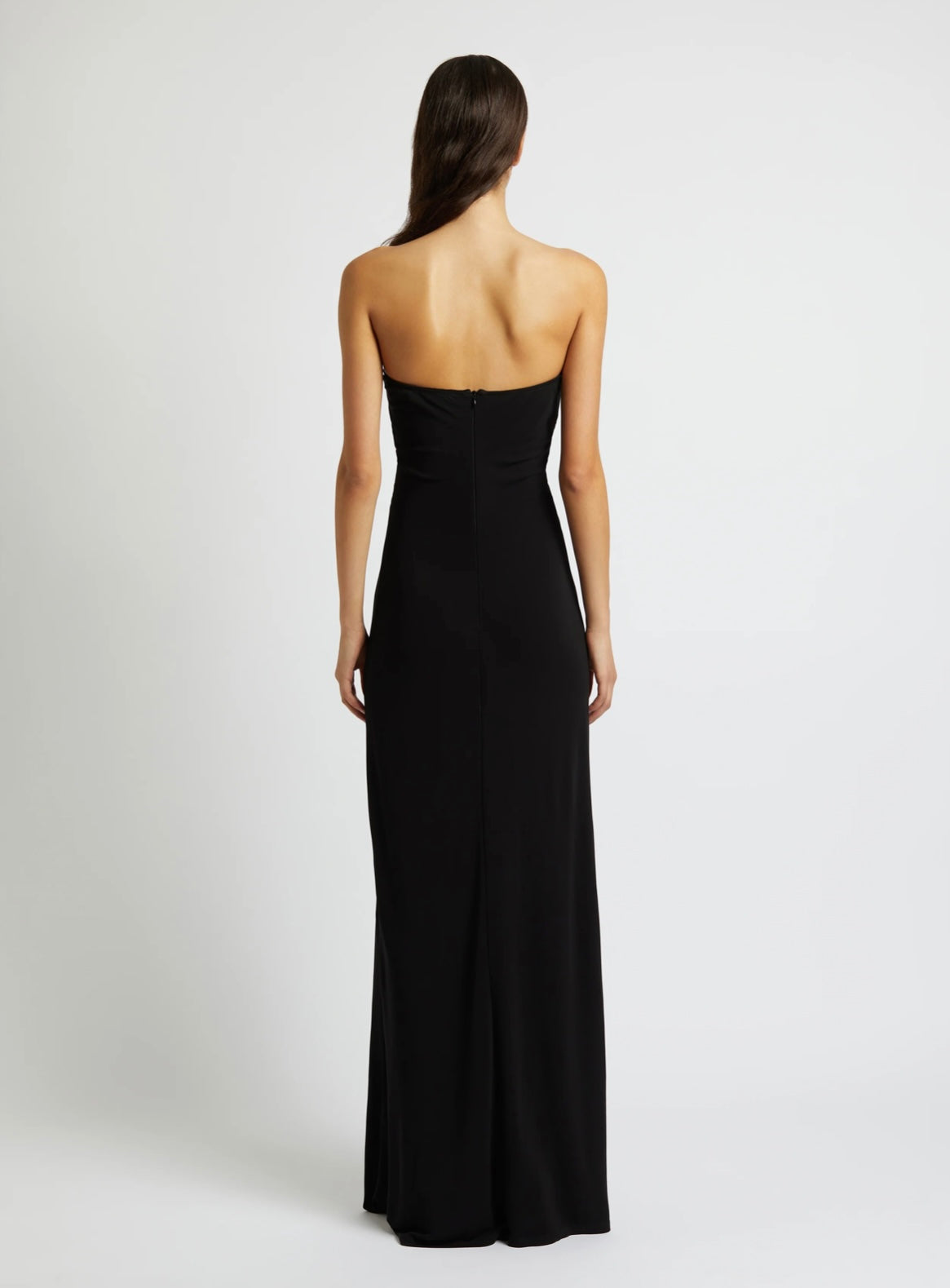 BLACK ARCED STRAPLESS DRESS