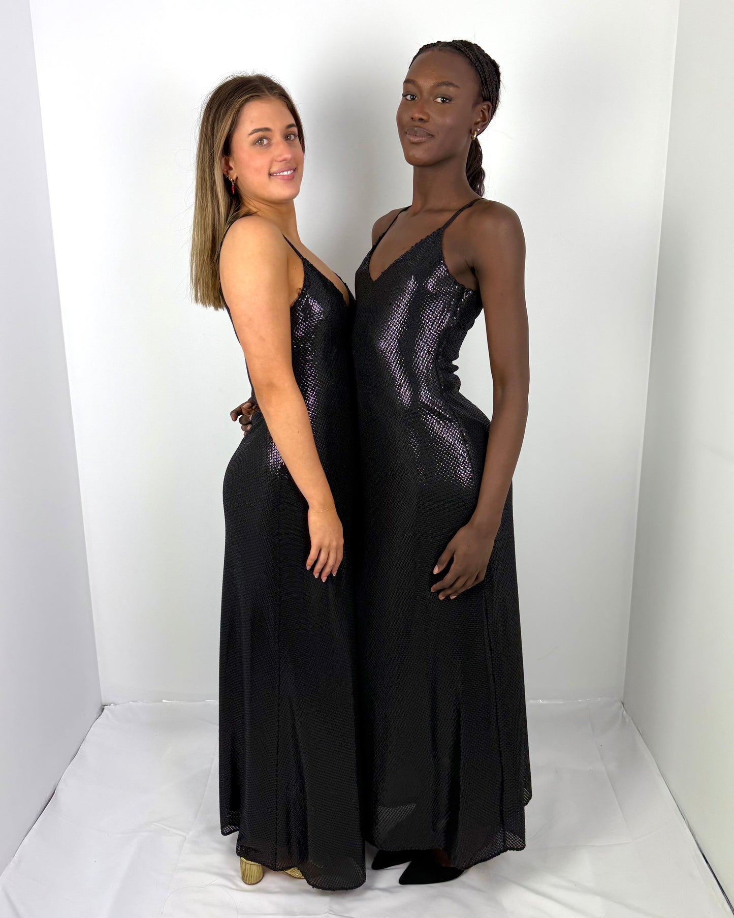 BLACK HIGH VOLTAGE SLIP DRESS