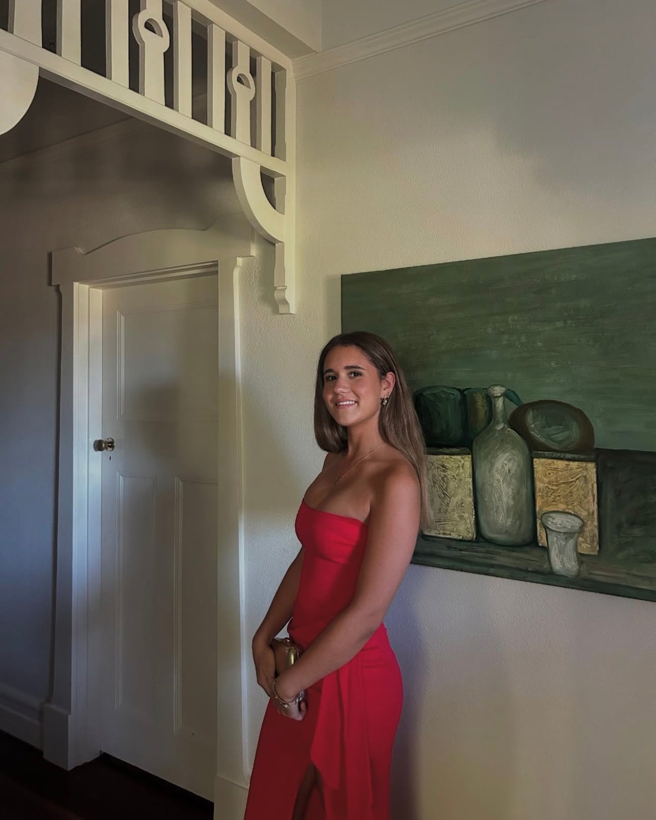 RED ASYMMETRICAL GAMES STRAPLESS GOWN