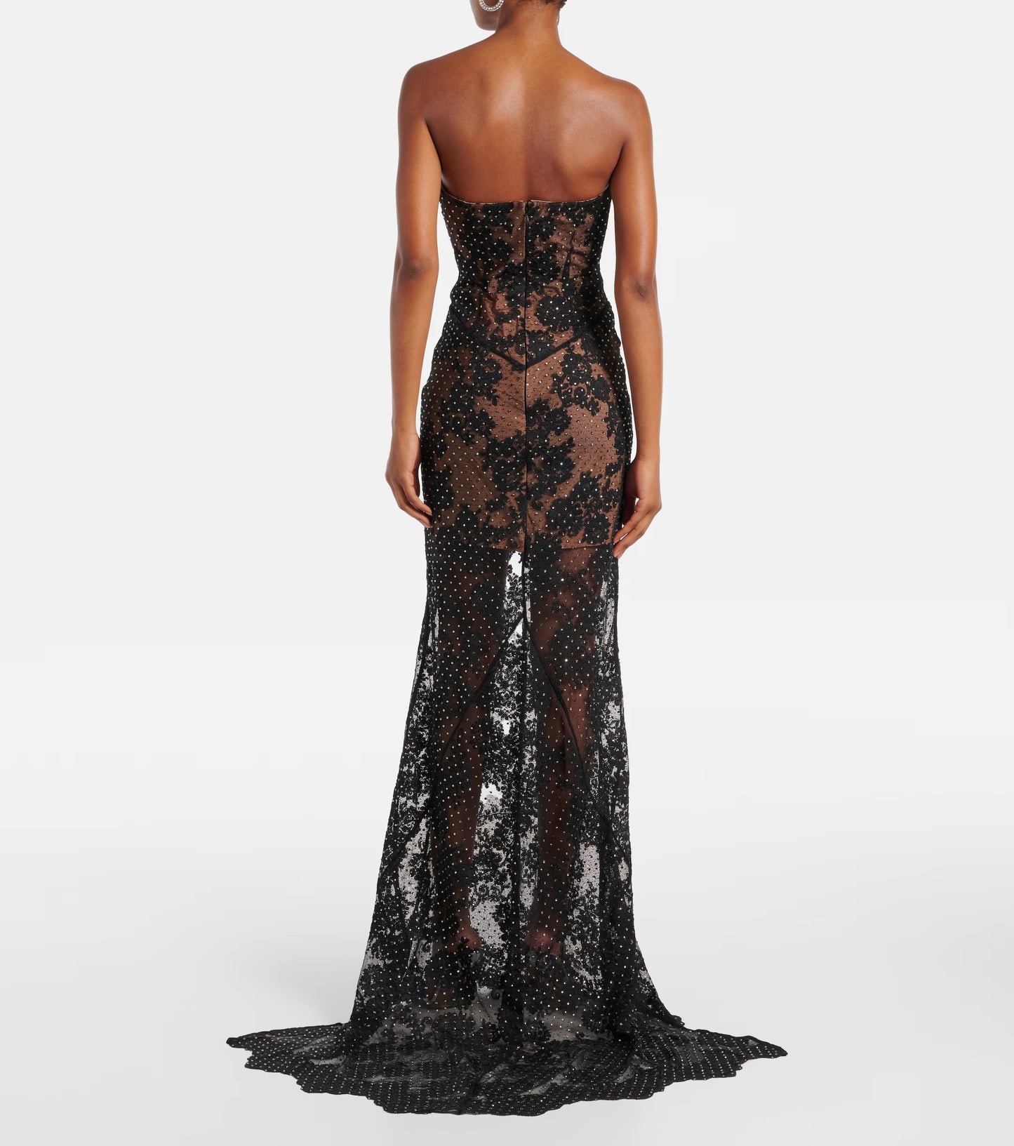 EMBELLISHED SHEER LACE DRESS