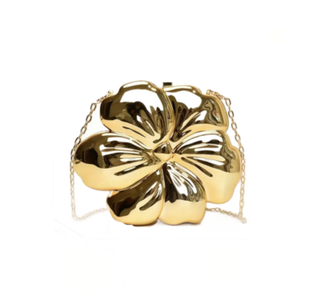 FLOWER CLUTCH - GOLD