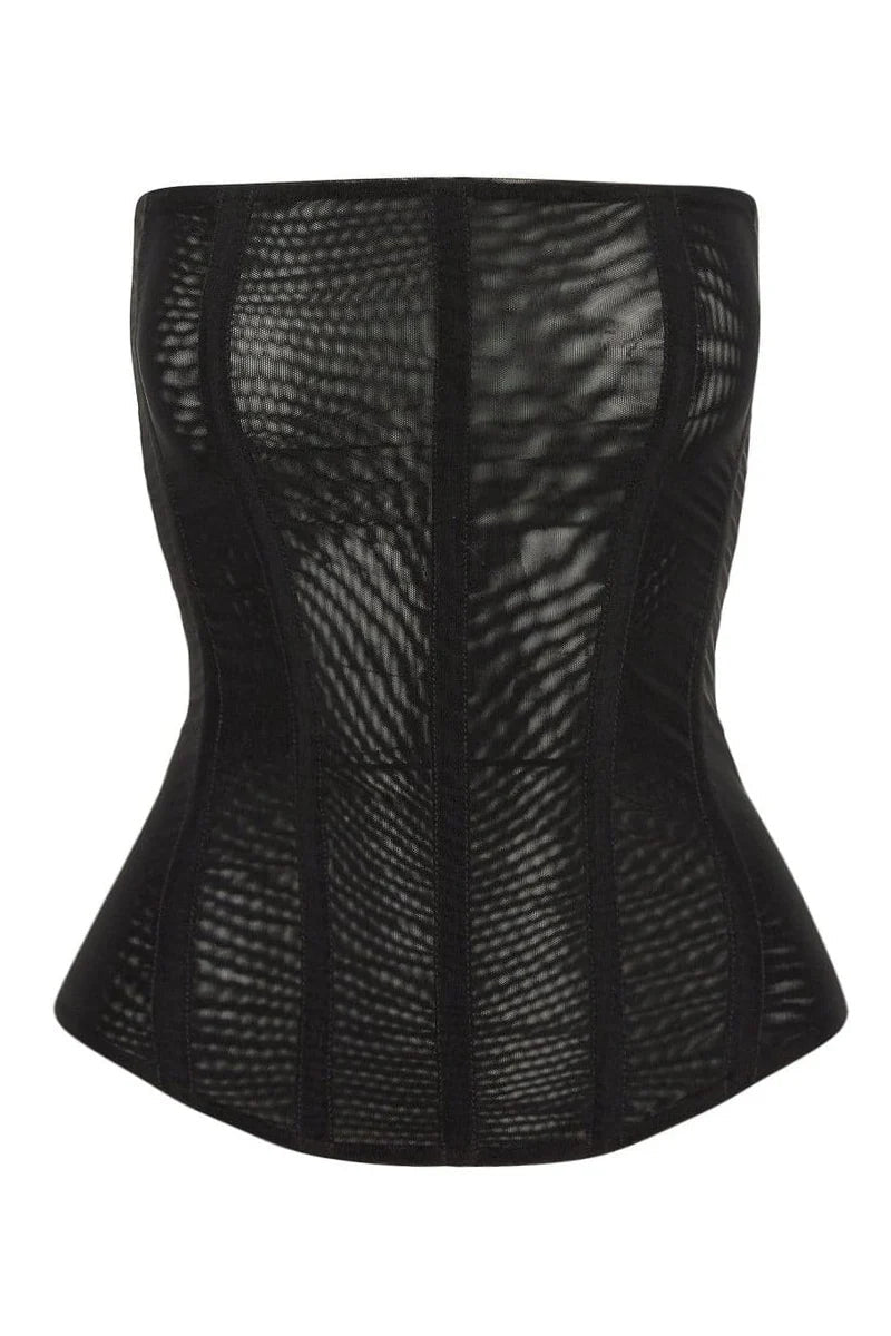 Black mesh corset top deals