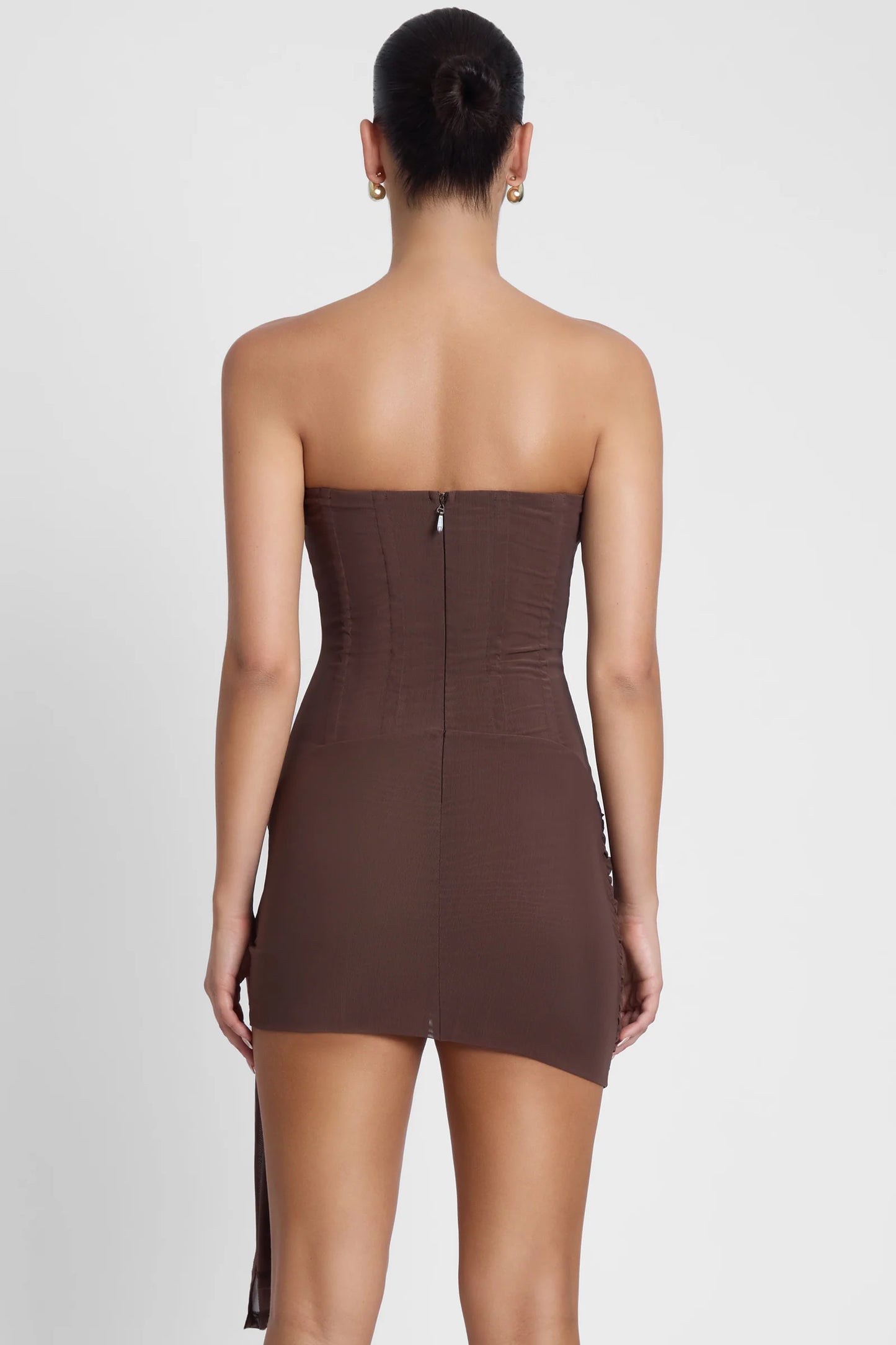 BROWN MESH CORSET DRESS