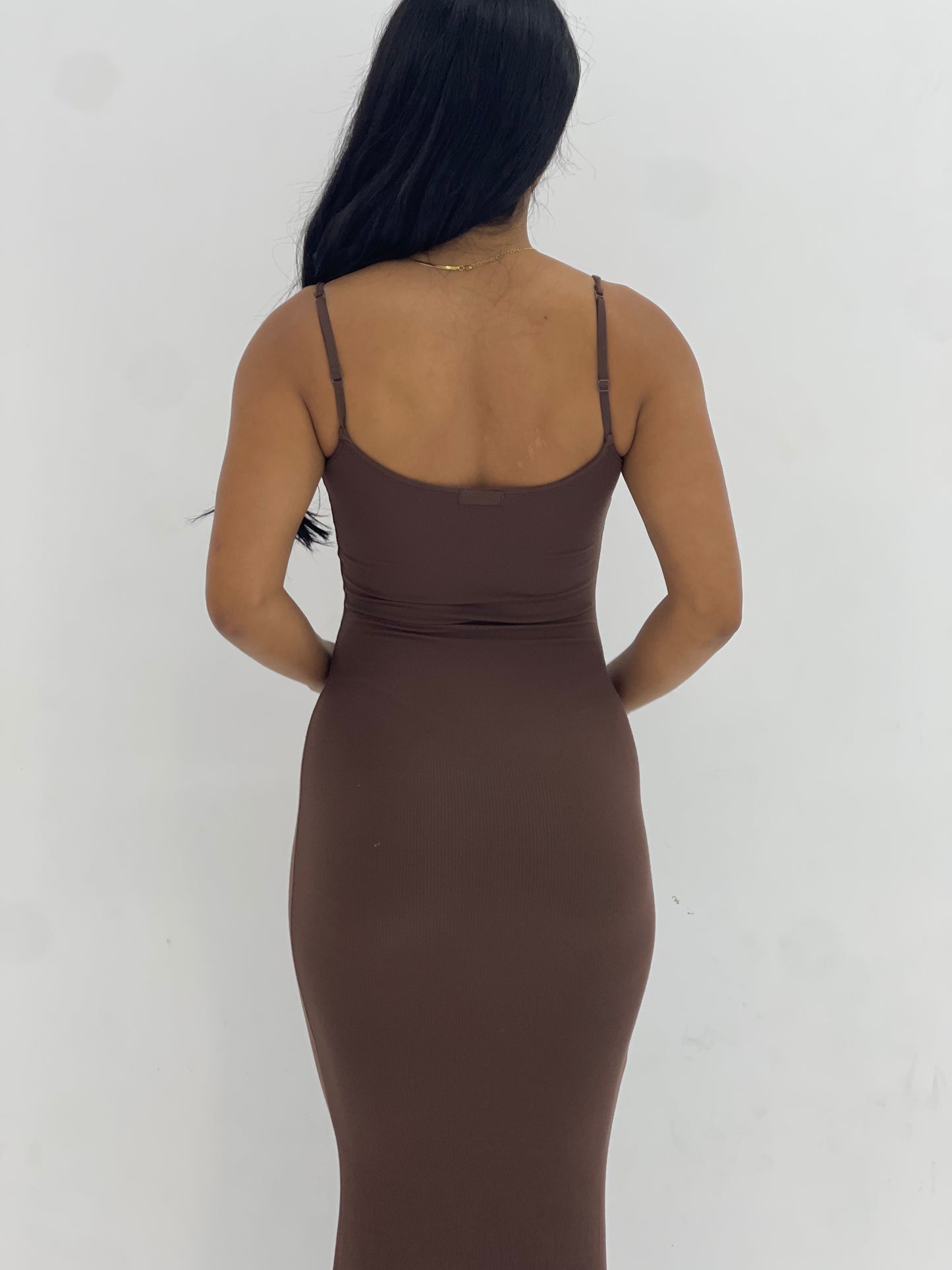 BROWN LOUNGE SLIP DRESS
