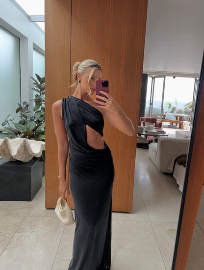 BLACK SOLSTICE CUPRO DRESS
