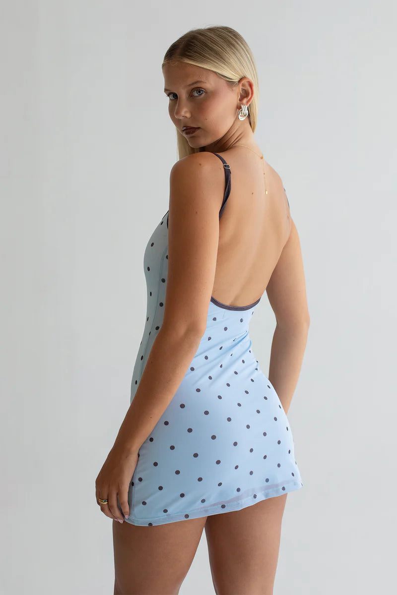 BLUE POLKA CHAR MINI