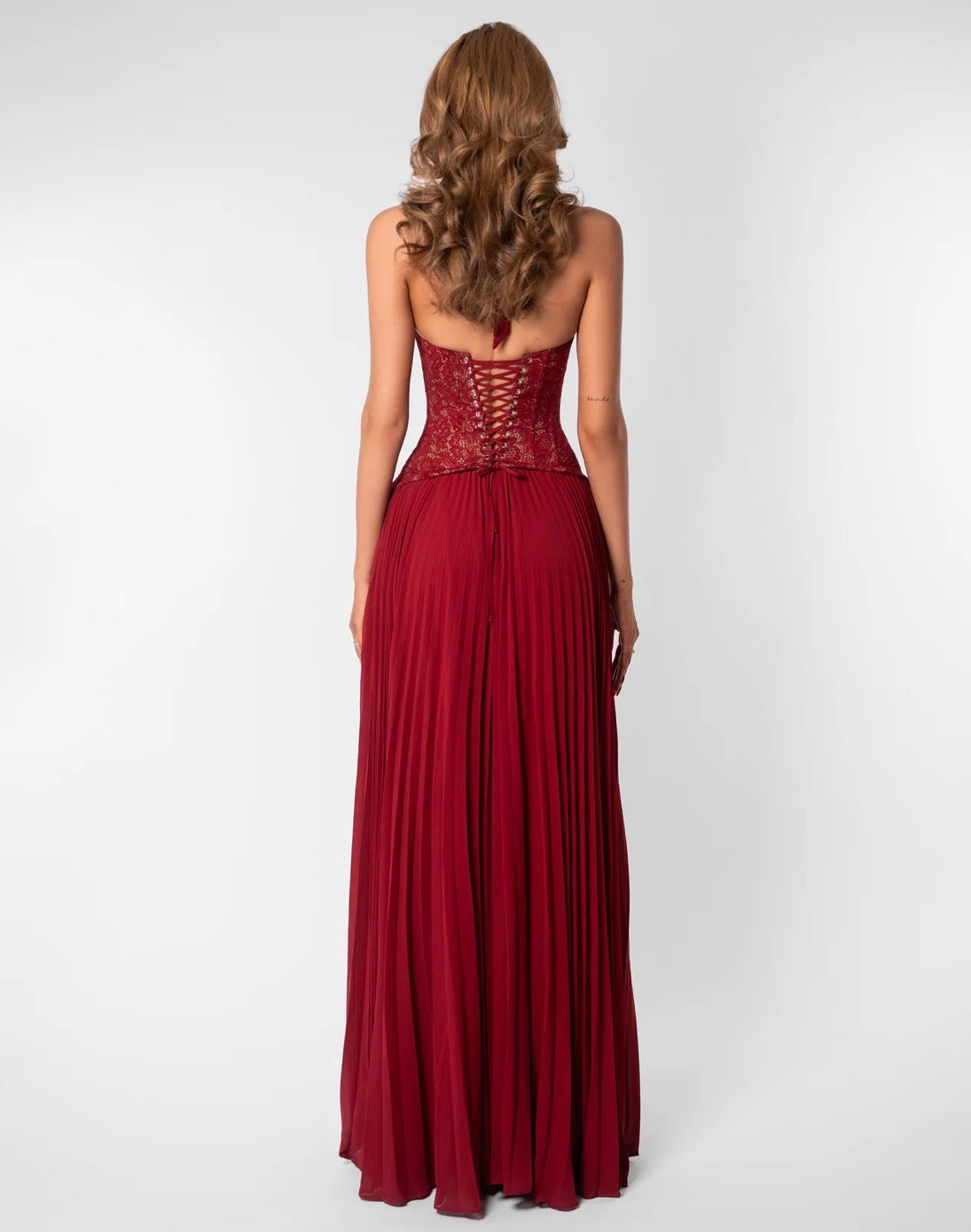 RED GAIA HALTER DRESS