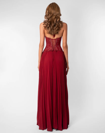 RED GAIA HALTER DRESS