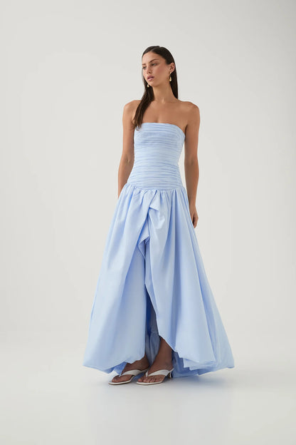 PEARL BLUE BUBBLE HEM MAXI