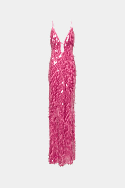FUCHSIA SAPPHIRE SEQUIN MAXI DRESS