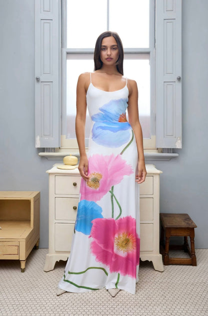AZURE POPPY LOW BACK MAXI - SALE