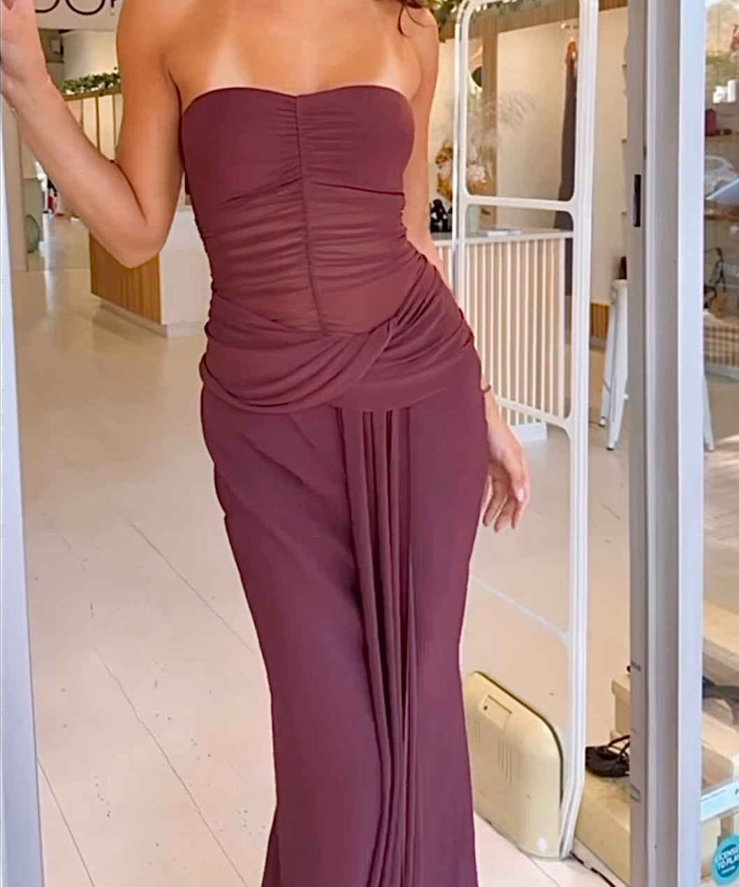 PLUM NOEMI STRAPLESS GOWN - SALE