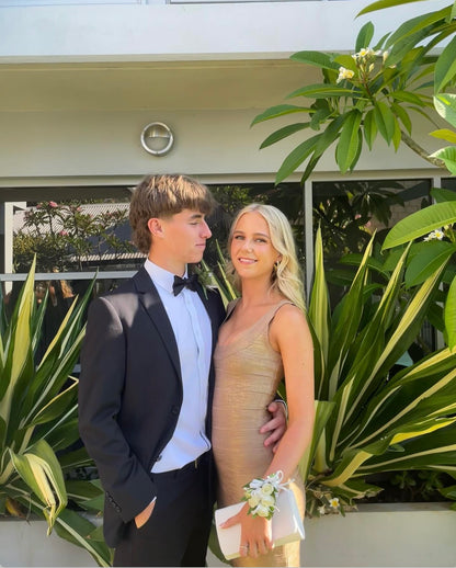 GOLD ROUND NECK GOWN - SALE
