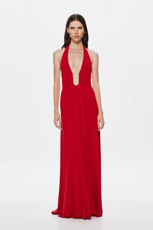 RED JENNIFER CUPRO MAXI