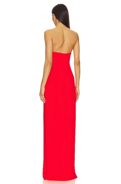 CRIMSON STRAPLESS PUZZLE GOWN