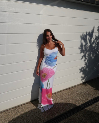 AZURE POPPY LOW BACK MAXI - SALE