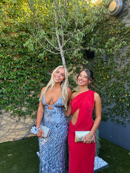 RED SOLSTICE CUPRO DRESS