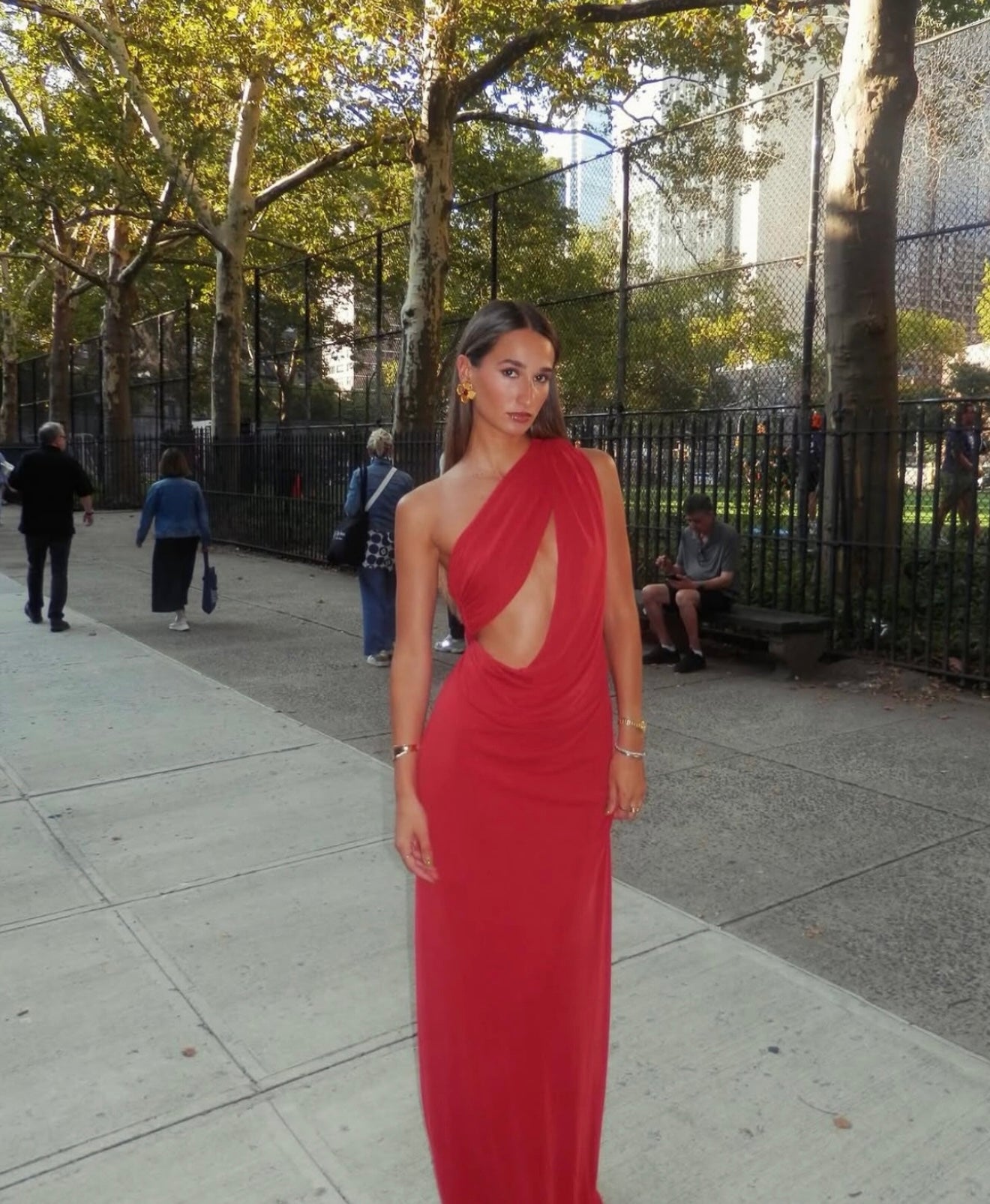 RED SOLSTICE CUPRO DRESS