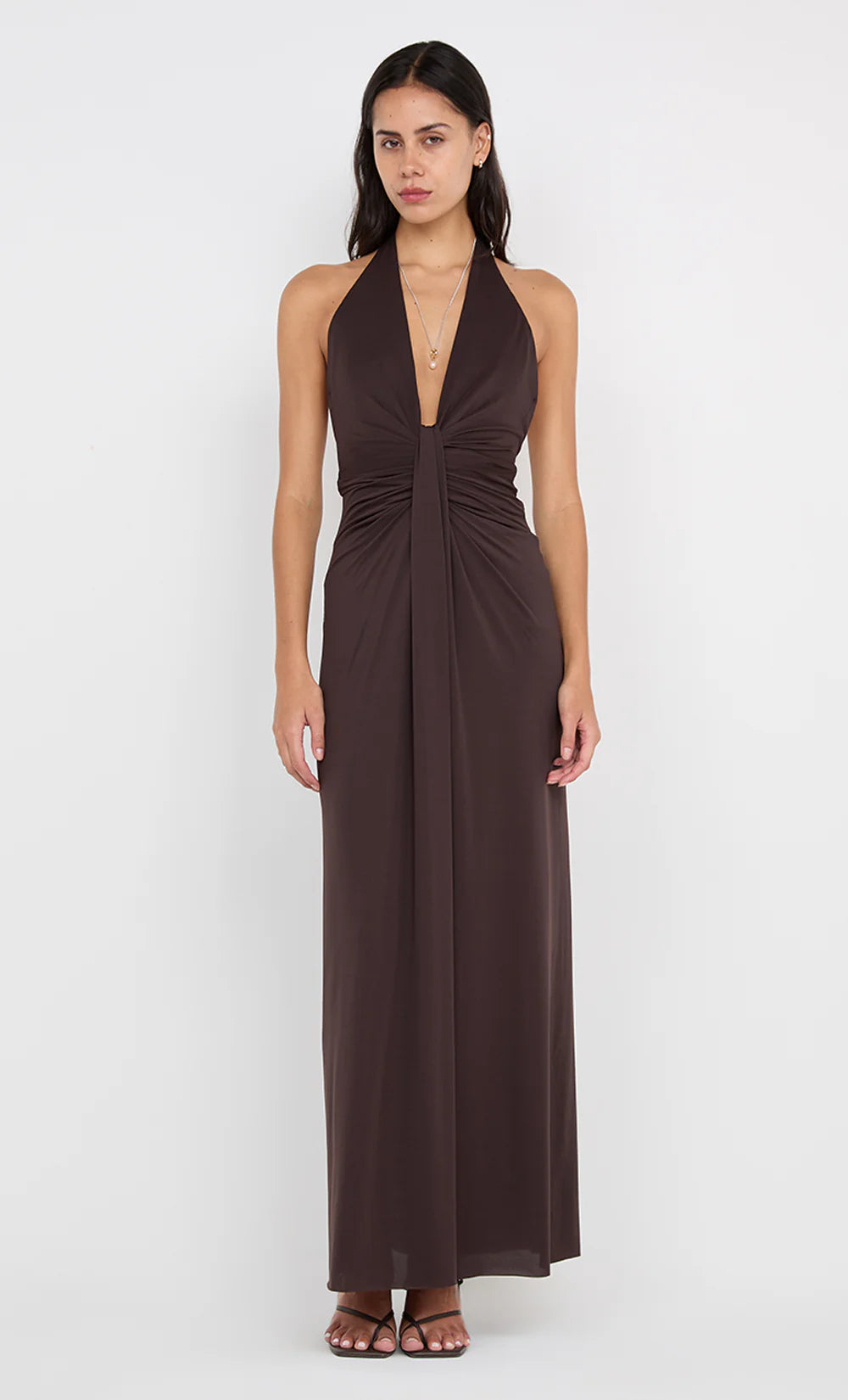 CHOCOLATE TILLIE DRAPE MAXI DRESS