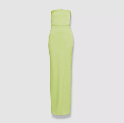 GREEN CASSIDY STRAPLESS COLUMN GOWN