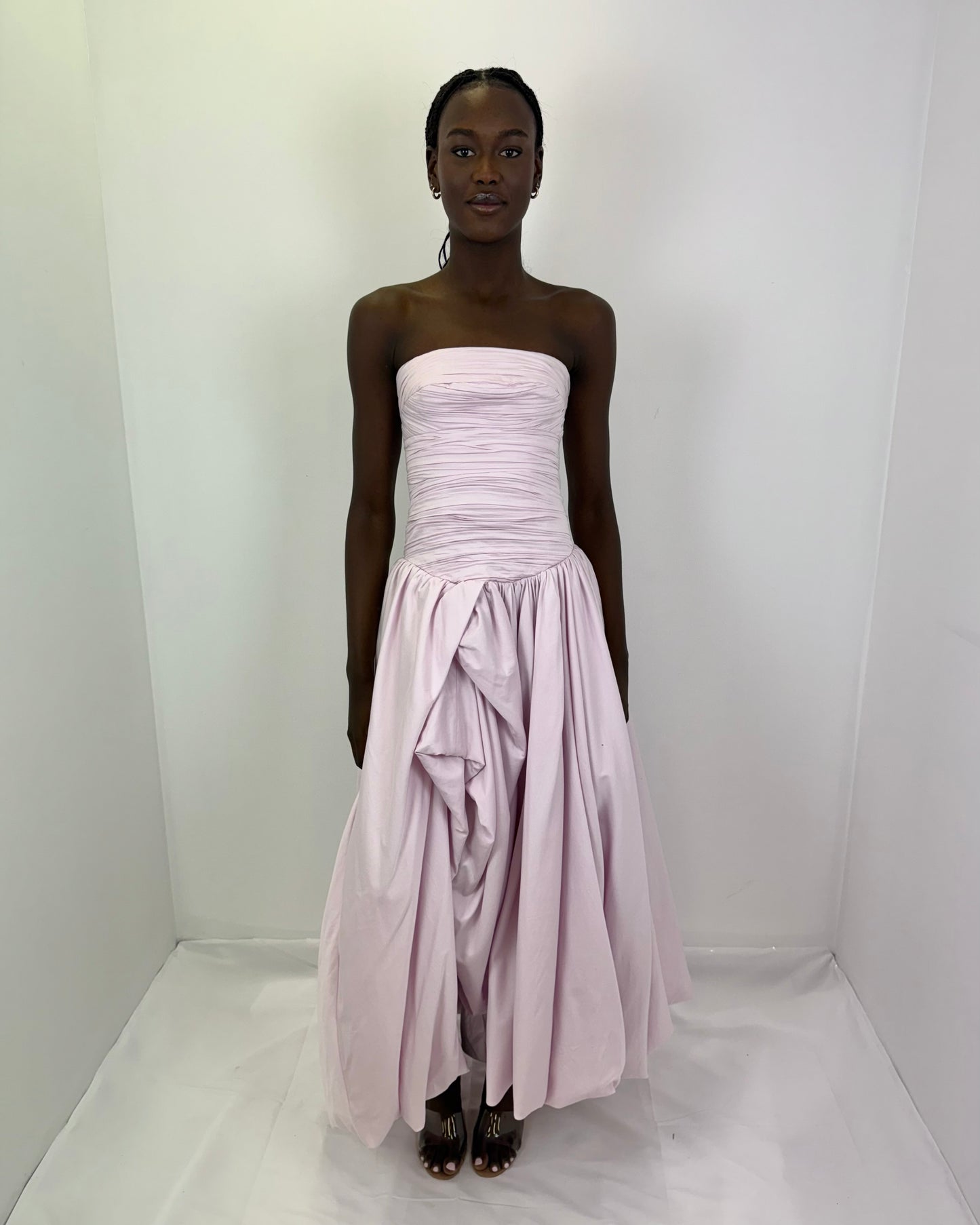 PASTEL PINK BUBBLE HEM MAXI