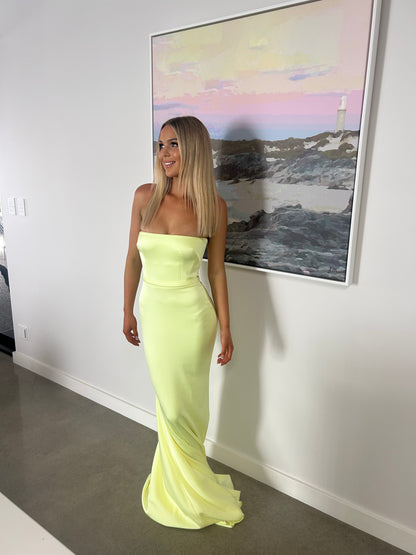 LIME CASSIDY STRAPLESS GOWN