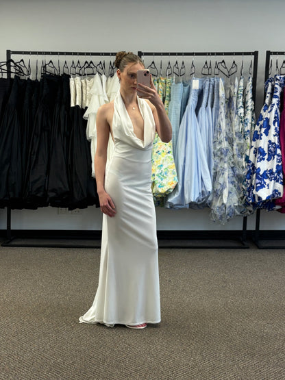 WHITE HALTERNECK DRESS