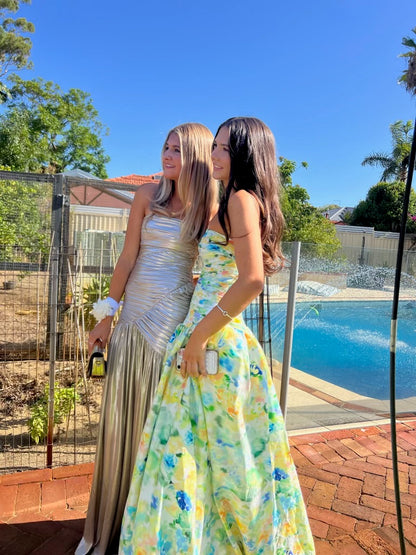 FLORAL HAZE BUBBLE HEM MAXI