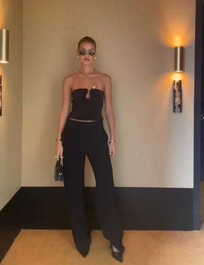BLACK TAYLA TRIM TOP - SALE