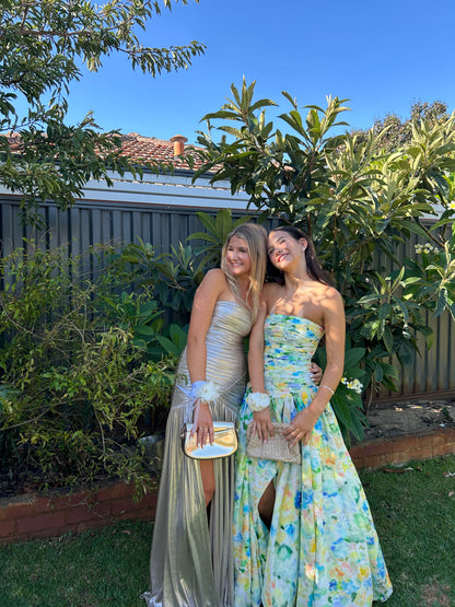 FLORAL HAZE BUBBLE HEM MAXI