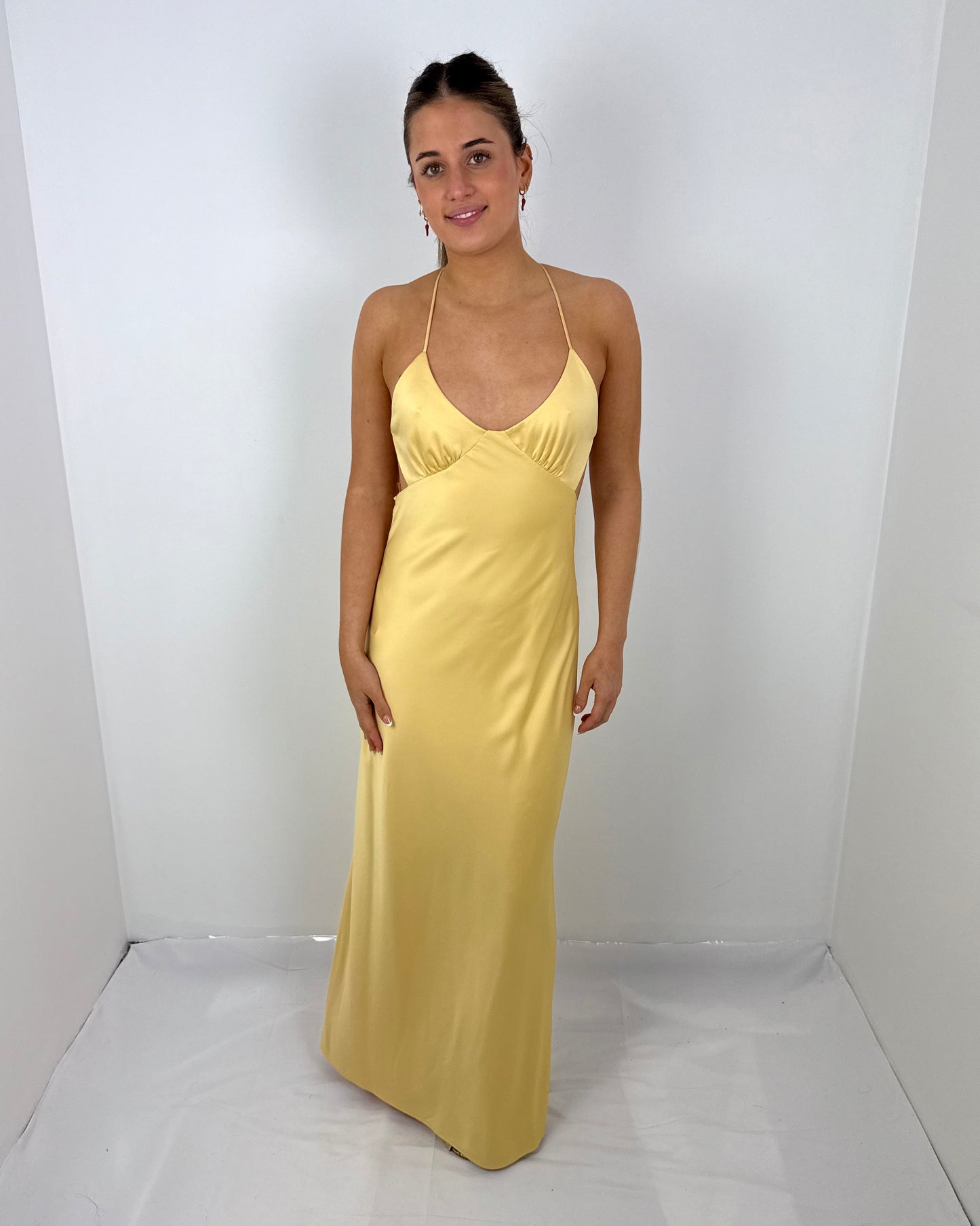 CUSTARD SATURATION POINT SLIP DRESS