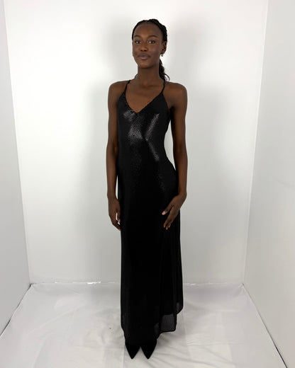 BLACK HIGH VOLTAGE SLIP DRESS