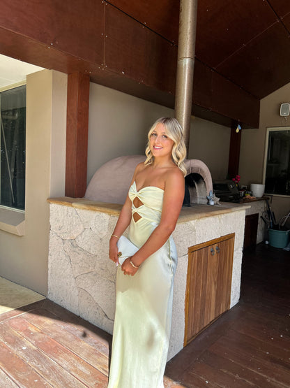 YELLOW HALLE STRAPLESS GOWN