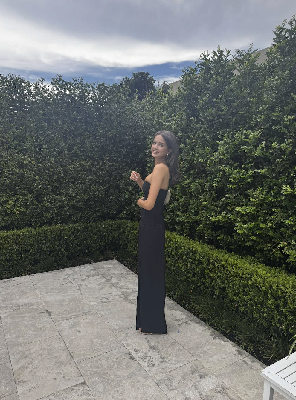 DOUBLE TIME PLEAT STRAPLESS DRESS