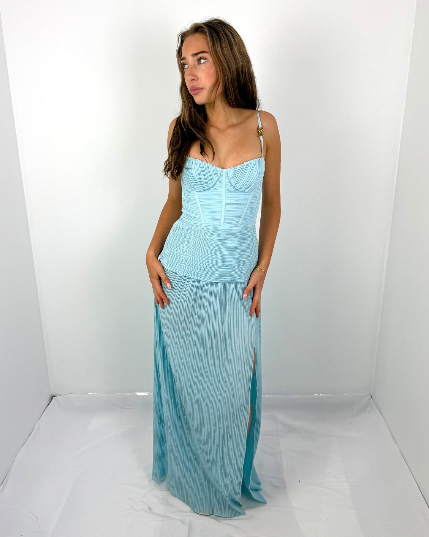 ACQUA SPRITZ DOUBLE TIME PLEAT DRESS