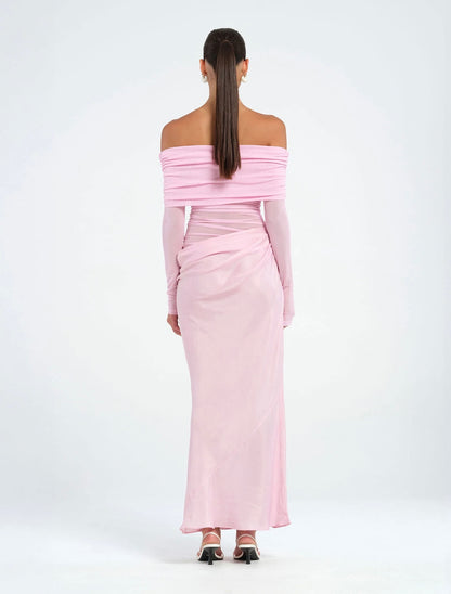 PINK YASMIN OFF SHOULDER MAXI - SALE