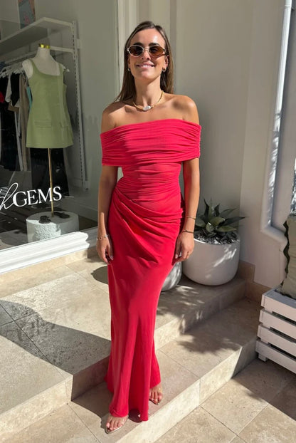 WATERMELON NICO OFF SHOULDER MAXI