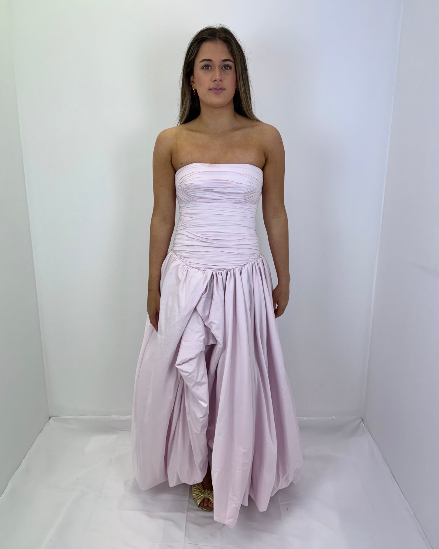 PASTEL PINK BUBBLE HEM MAXI