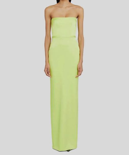 GREEN CASSIDY STRAPLESS COLUMN GOWN