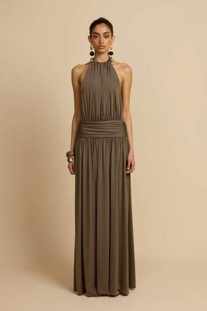 KHAKI SANTINA DRESS