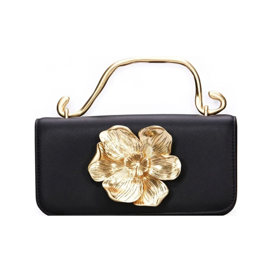 ALESSIA FLOWER CLUTCH - BLACK