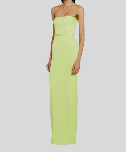 GREEN CASSIDY STRAPLESS COLUMN GOWN