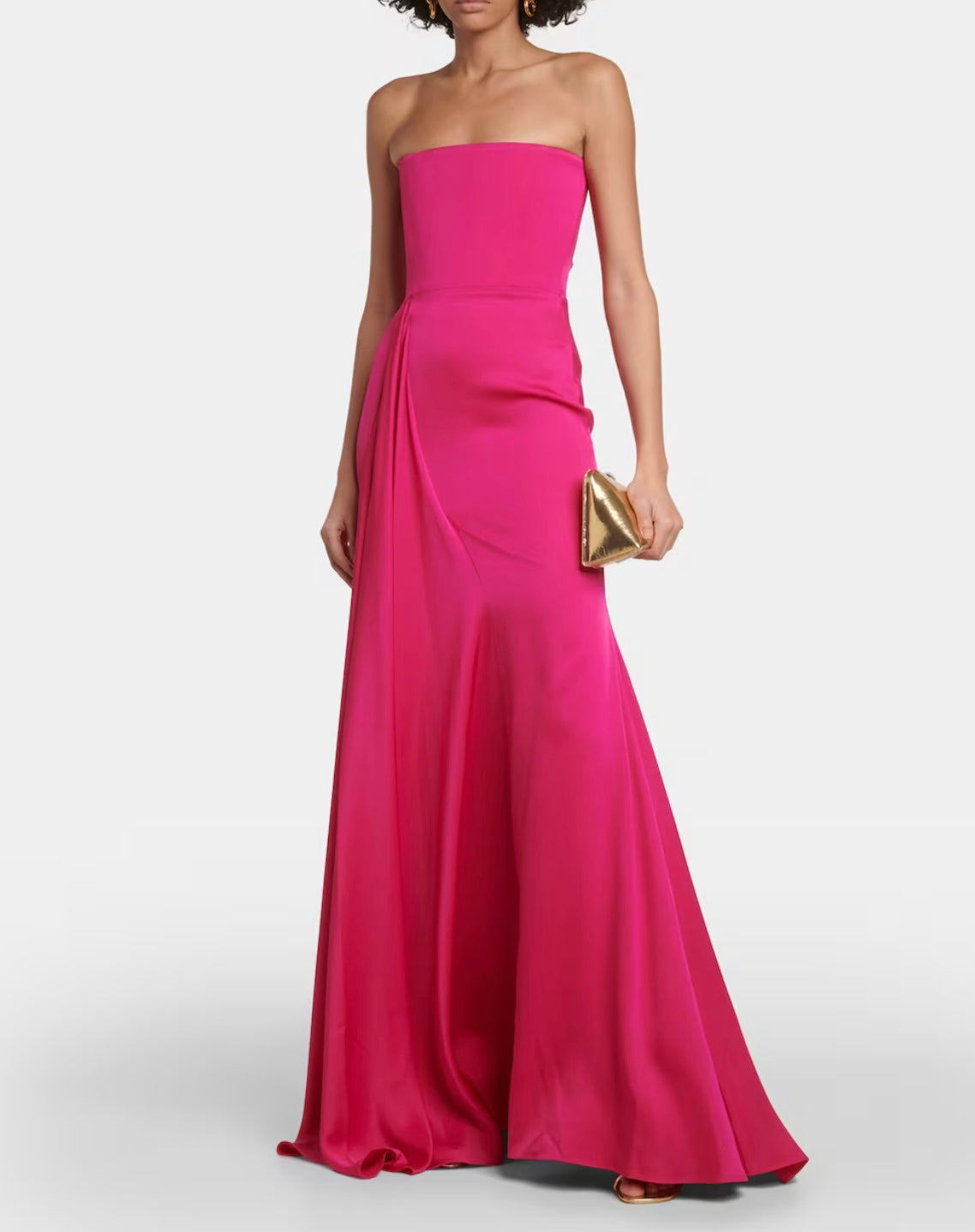 STRAPLESS DRAPED CRÊPE SATIN GOWN