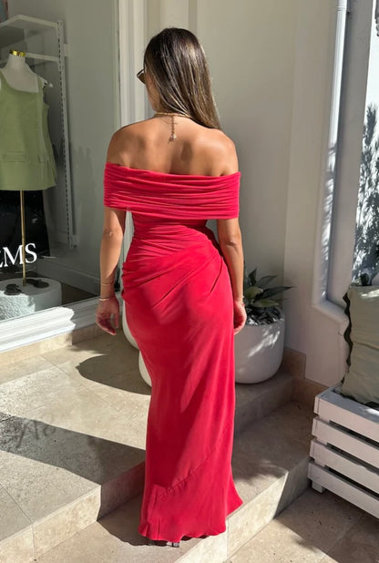 WATERMELON NICO OFF SHOULDER MAXI